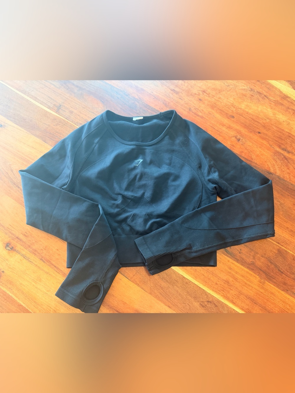Gymshark Black Long Sleeve Crop Top with Thumb Holes